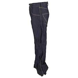 Bottega Veneta-Bottega Veneta Wo Salon 03 Crinkled Utilitarian Pants in Dark Blue Cotton-Blue