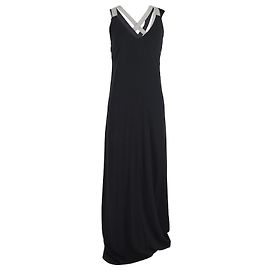 Brunello Cucinelli Cross Back Maxi Dress in Black Silk Black