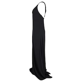 Brunello Cucinelli-Brunello Cucinelli Cross Back Maxi Dress in Black Silk-Black