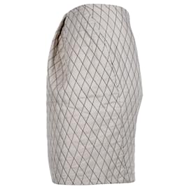 Zac Posen-Zac Posen Diamond Quilt Pencil Skirt in Ecru Silk-White,Cream