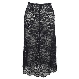 Falda midi de encaje Paco Rabanne en poliamida negra Negro