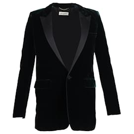 Saint Laurent-Saint Laurent Tuxedo Blazer Jacket in Green Velvet-Green