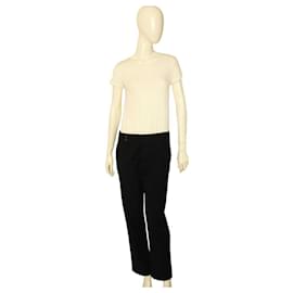 Marni-Marni Pantalones negros con cierre de botones y diseño de canalé de lana y algodón Talla de pantalón 42 ÉL-Negro