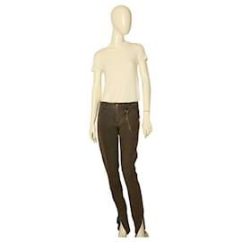 Stella Mc Cartney-Stella McCartney preto cinza jeans com zíper punhos calças jeans justas tamanho da calça 42 ISTO-Cinza antracite