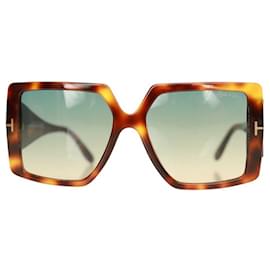 Tom Ford-Tom Ford Quinn TF790 53P Blonde Havana Brown Oversize Designer Sunglasses-Brown