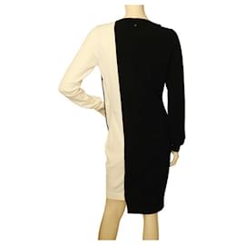 Twin Set-Twinset Débardeur en tricot de viscose noir et blanc longueur genou asymétrique taille S-Noir,Blanc