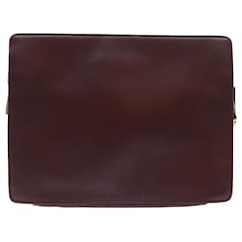 Cartier-CARTIER Clutch Bag Leather Wine Red Auth ac2248-Other