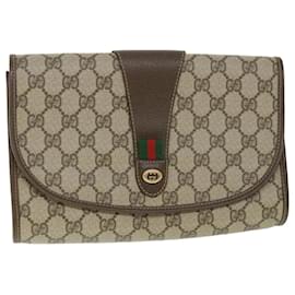 Gucci-Bolsa clutch GUCCI GG Supreme Web Sherry Line Bege Vermelho 156 01 030 Autenticação8747-Vermelho,Bege