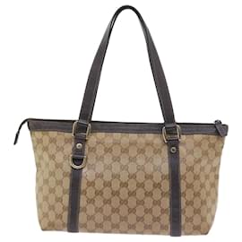 Gucci-GUCCI GG Crystal Hand Bag Beige 268640 auth 55415-Beige