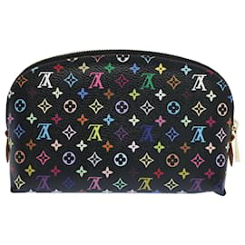 Louis Vuitton-LOUIS VUITTON Monograma Pochette Multicolor Cosmético Negro M47355 LV Auth 55047EN-Negro