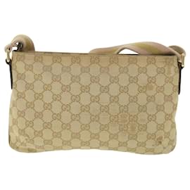 Gucci-GUCCI GG Canvas Sherry Line Shoulder Bag Beige Gold pink 189749 auth 56053-Pink,Beige,Golden