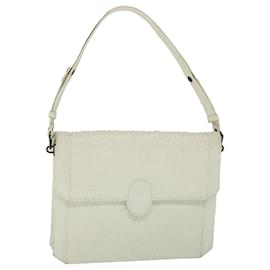 Saint Laurent-SAINT LAURENT Shoulder Bag Leather White Auth bs8710-White