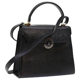Valentino-VALENTINO Hand Bag Leather 2way Black Auth yk9028-Black