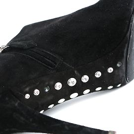 MIU MIU - Black suede heeled ankle boots (Size 37) Black