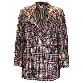 Thom Browne Red / White / Black Tweed Overcheck Sack Jacket Multiple colors