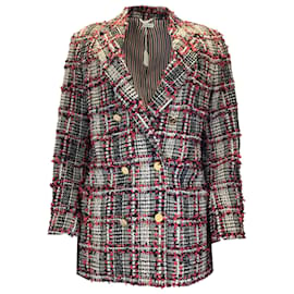 Thom Browne-Thom Browne Red / White / Black Tweed Overcheck Sack Jacket-Multiple colors