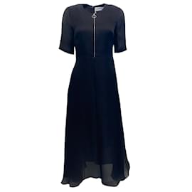 Autre Marque-Partow Black Woven Silk Nadira Dress-Black