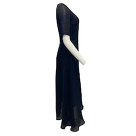 Autre Marque-Partow Black Woven Silk Nadira Dress-Black