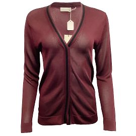 Dries van Noten Burgunderroter Marjella-Pullover mit V-Ausschnitt Rot