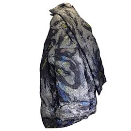 Autre Marque-Abrigo de ópera acolchado de seda con detalle de lúrex multicolor metálico plateado de Poiret-Metálico