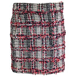 Thom Browne-Thom Browne Rouge / Blanc / Mini-jupe noire en tweed à carreaux prince-de-galles-Multicolore