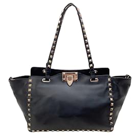 Valentino-Valentino Black Leather Small Rockstud Bag with Crossbody Strap-Black