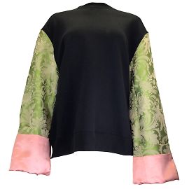 Dries van Noten Black / verde / Moletom Haxo rosa de mídia mista com manga jacquard Multicor
