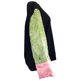 Dries Van Noten-Dries van Noten Black / green / Pink Mixed Media Jacquard Sleeved Haxo Sweatshirt-Multiple colors