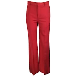 Balenciaga-Balenciaga Vermelho 2019 Calças de lã sob medida com pregas na frente-Vermelho