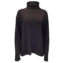Maison Ullens-Maison Ullens Brown Long Sleeved Cashmere and Silk Knit Turtleneck Sweater-Brown