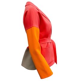 Max Mara-Max Mara Koralle / Handgefertigter Sherbet-Blazer aus Wolle mit Bindegürtel-Pink