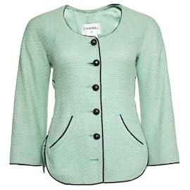 Chanel-Chanel, giacca verde con cintura avvolgente-Verde