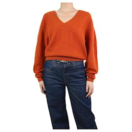 Khaite-Rust orange cashmere v-neck jumper - size S-Orange