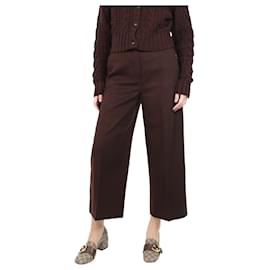 Autre Marque-Pantalón cropped ancho de lana marrón - talla UK 10-Castaño