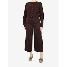 Autre Marque-Brown cropped wide-leg wool trousers - size UK 10-Brown