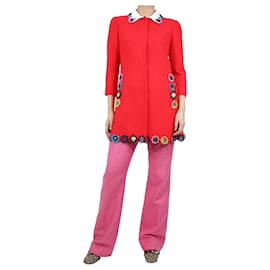 Mary Katrantzou-Cappotto in lana con decorazioni floreali rosse - taglia UK 8-Rosso