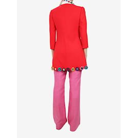 Mary Katrantzou-Abrigo de lana rojo con adornos florales - talla UK 8-Roja