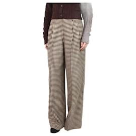 Autre Marque-Brown houndstooth wide-leg trousers - size UK 14-Brown