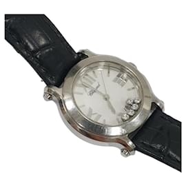 Chopard-Reloj CHOPARD Happy Sport de cuarzo con esfera gris para mujer-Plata