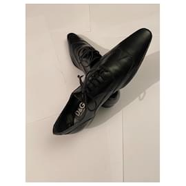 Dolce & Gabbana-DOLCE & GABBANA, Richelieu, zapatos de cuero para hombre-Negro