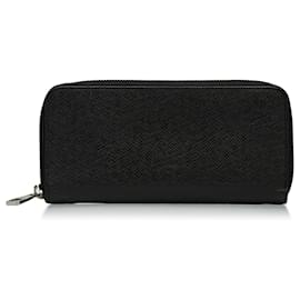Louis Vuitton-Louis Vuitton Black Taiga Zippy Long Wallet-Black