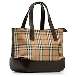 Burberry-Burberry Brown Haymarket Check Handbag-Brown,Beige
