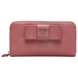 Prada-Prada Pink Saffiano Fiocco Bow Long Wallet-Pink