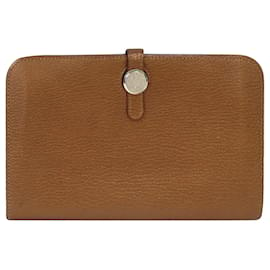 Hermès-Hermes Brown Dogon Leather Long Wallet-Brown