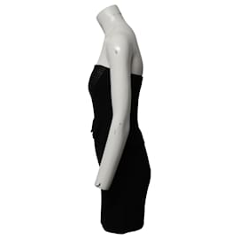 Sandro-Sandro Paris Bandeau Peplum Dress in Black Polyester-Black