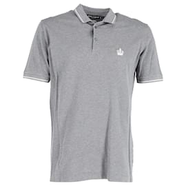 Dolce & Gabbana-Dolce & Gabbana Polo with Crown Patch in Gray Cotton-Grey