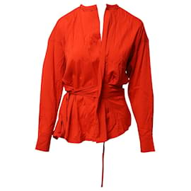 Isabel Marant-Isabel Marant Dorcey Wrap Blouse in Red Silk-Red