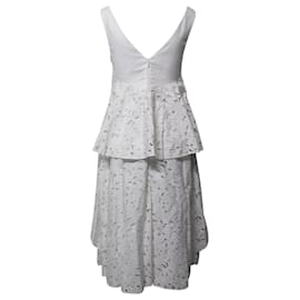 Erdem-Erdem Broderie Anglaise Midi Dress in White Cotton-White