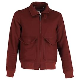 Sandro-Blouson Bomber Sandro Paris en Laine Rouge-Rouge