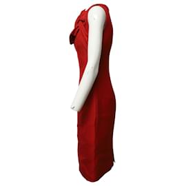 Giambattista Valli-Giambattista Valli Bow Detail Shift Midi Dress in Red Silk-Red